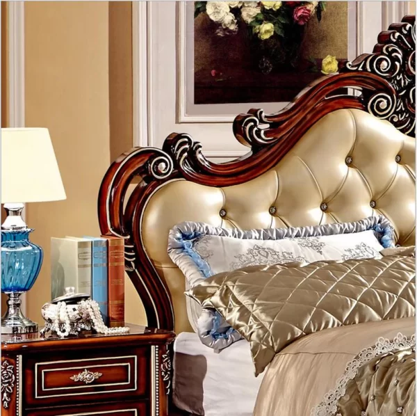 modern european solid wood bed 2 people Fashion Carved  1.8 m bed  french bedroom furniture 85256 - Image 3