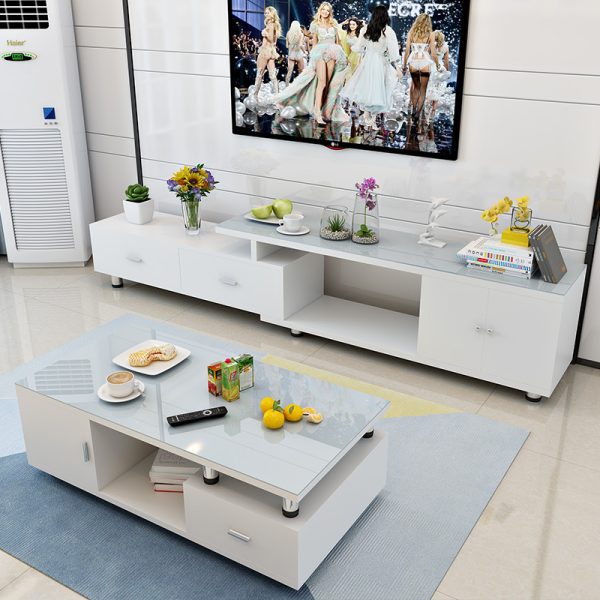 Tea table TV cabinet living room whole set tempered glass tea table - Image 7