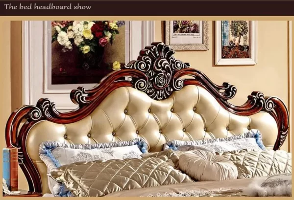 modern european solid wood bed 2 people Fashion Carved  1.8 m bed  french bedroom furniture 85256 - Image 7