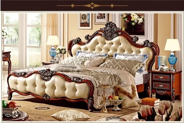 modern european solid wood bed 2 people Fashion Carved  1.8 m bed  french bedroom furniture 85256 - Image 5