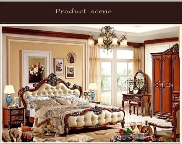 modern european solid wood bed 2 people Fashion Carved  1.8 m bed  french bedroom furniture 85256 - Image 4