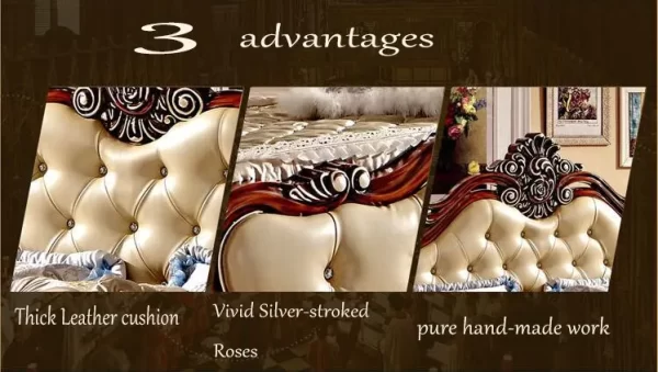 modern european solid wood bed 2 people Fashion Carved  1.8 m bed  french bedroom furniture 85256 - Image 12