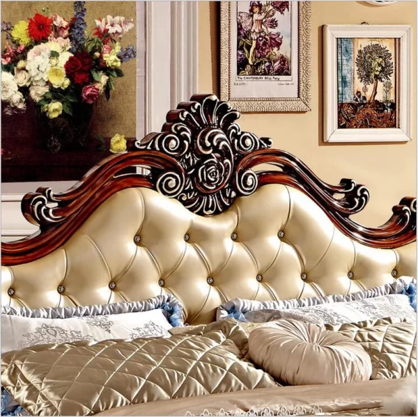 modern european solid wood bed 2 people Fashion Carved  1.8 m bed  french bedroom furniture 85256 - Image 2