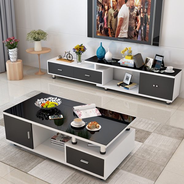 Tea table TV cabinet living room whole set tempered glass tea table - Image 12