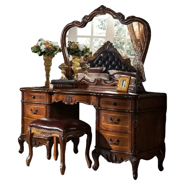 American solid wood dresser European retro dresser home master bedroom villa luxury carved makeup table customization