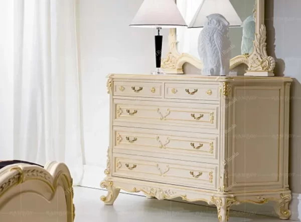 ~Italian European solid wood carved chest of drawers French classical bedroom porch cabinet - Image 9