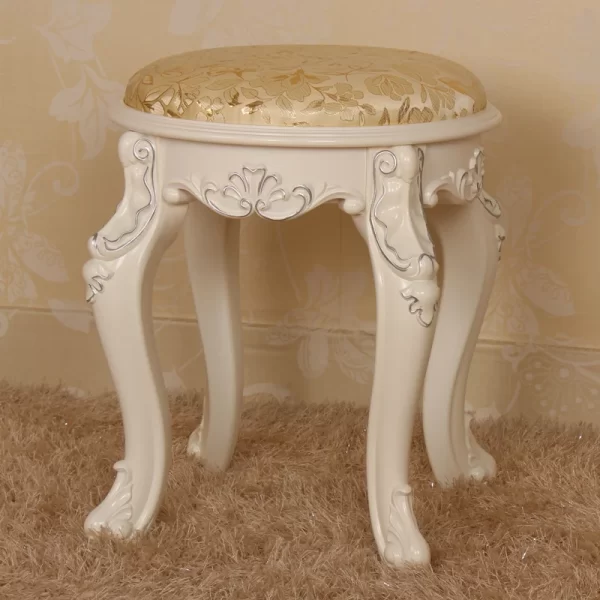 Stool European makeup  carved sofa  low  ivory white dresser European dining table stool - Image 7