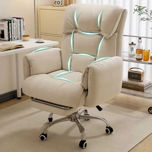 White Design Wheel Chair Back Support Necksupport Comfy Ergonomic Office Chair Recliner Modern Chaise De Bureaux Home Furniture - Image 3