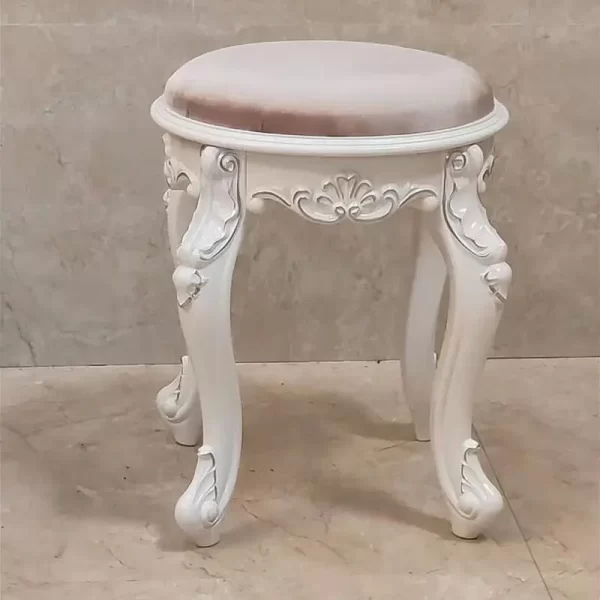 Stool European makeup  carved sofa  low  ivory white dresser European dining table stool - Image 4