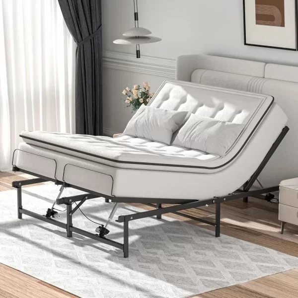 Queen Adjustable Bed Frame, Electric Adjustable Bed Base with Head and Foot Incline Low-Noise Motor, Electric Bed Frame