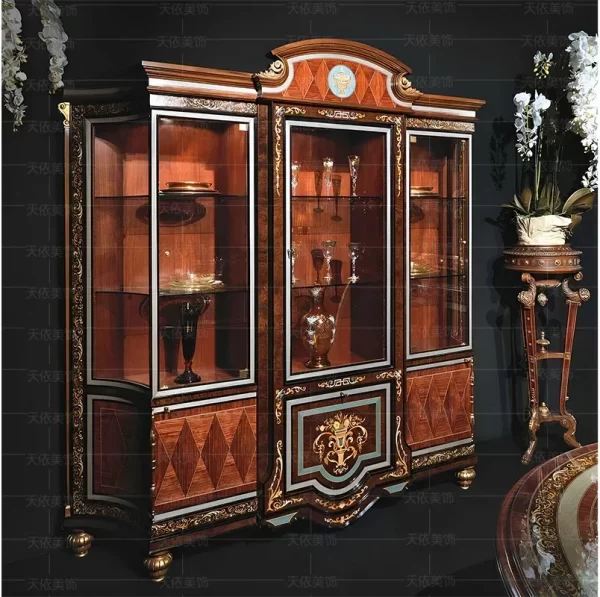 European classic solid wood living room locker Custom luxury wine cabinet shell furniture - Image 11