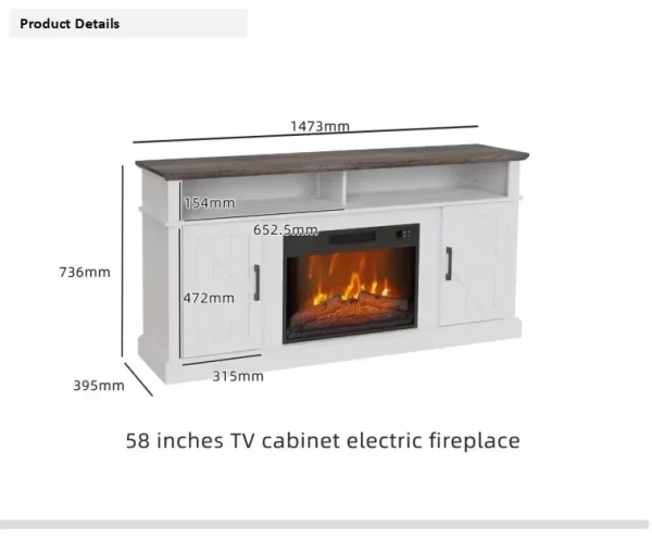 58 inch adjustable temperature remote control TV cabinet, electric fireplace, standalone electric fireplace - Image 4