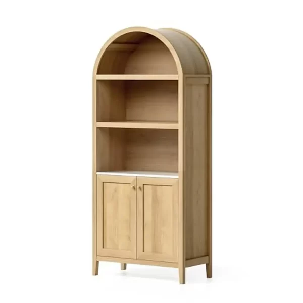 Farmhouse Arched Pantry Cabinet with Faux Marble Top Modern Wood Storage Cupboard 71" Tall - Image 18