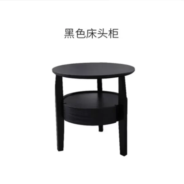 Medieval solid wood round bedside table Nordic movable living room household coffee table - Image 6