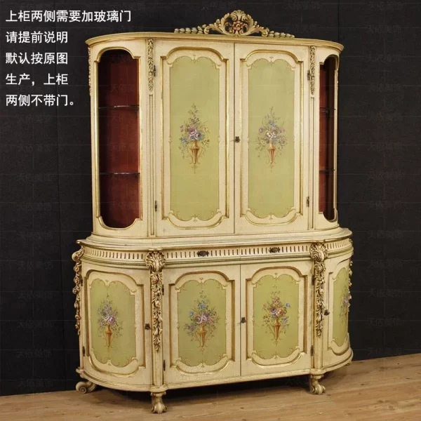 European vintage to do old wine cabinet single door Louis XVI antique display wine cabinet crack paint luxury wine cabinet - Image 7