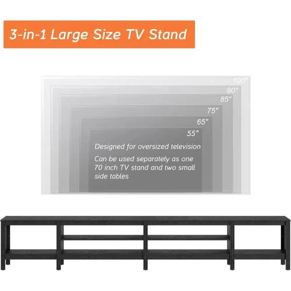 100 Inch TV with 16 Changable LED Lights, Black Entertainment Center for 80 85 90 inch TV Console Table with 6 Cubby Storage - Image 4