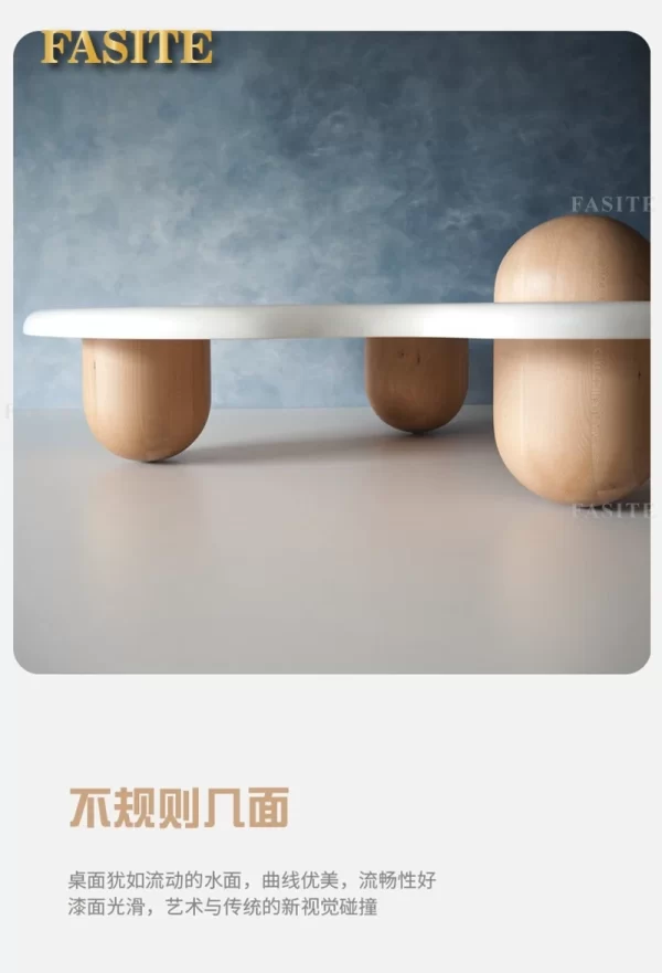 Tea table Nordic simple small round tea table special-shaped tea table arc tea table modern retro - Image 7