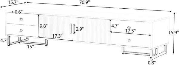 Luxury Fluted TV Stand, Modern Low Stand for TVs up to 80 Inches, Entertainment Center with Storage and 4 Drawers - Image 10