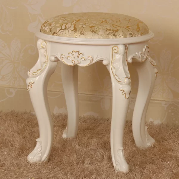 Stool European makeup  carved sofa  low  ivory white dresser European dining table stool - Image 10