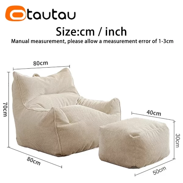 OTAUTAU Soft Waffle 1-2 Seat Bean Bag Couch Cover Set Without Filler Beanbag Armchair Lazy Sofa Bed Lounger Ottoman Stool SF182 - Image 18