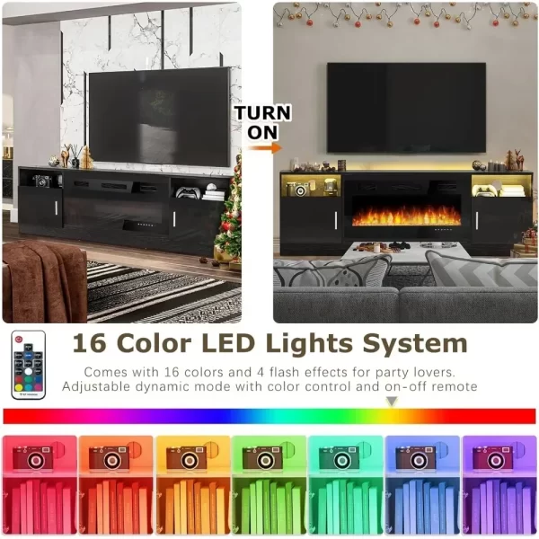 with 36" Electric Fireplace,Entertainment Center with Fireplace,TV Stand with Fireplace LED Light - Image 2