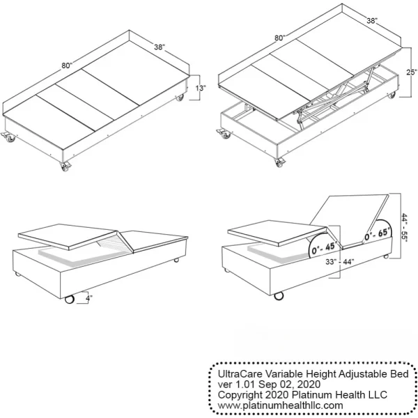 Premium Electric Adjustable Bed Base with Variable Height High-Low Positioning and Wall Hugger Feature. Twin - Image 4