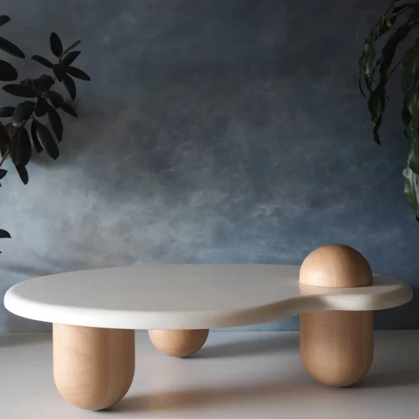 Tea table Nordic simple small round tea table special-shaped tea table arc tea table modern retro