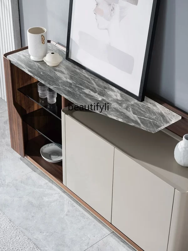 Italian Minimalist Marble Sideboard Cabinet Modern Minimalist Paint Locker - Image 2