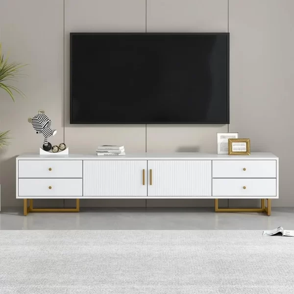 Luxury Fluted TV Stand, Modern Low Stand for TVs up to 80 Inches, Entertainment Center with Storage and 4 Drawers - Image 21