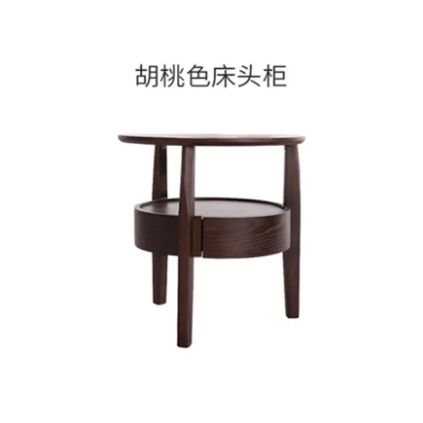 Medieval solid wood round bedside table Nordic movable living room household coffee table - Image 7