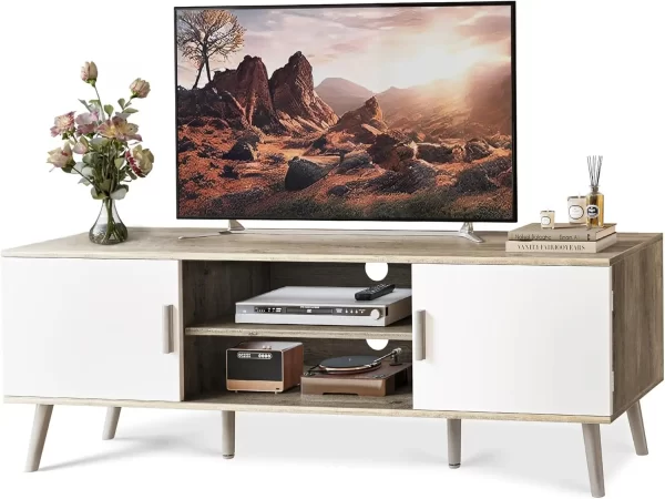 TV cabinet.TV Stand for 55 Inch TV, Entertainment Center with Adjustable Shelf, 2 Cabinets, TV Console Table, Media Console - Image 7