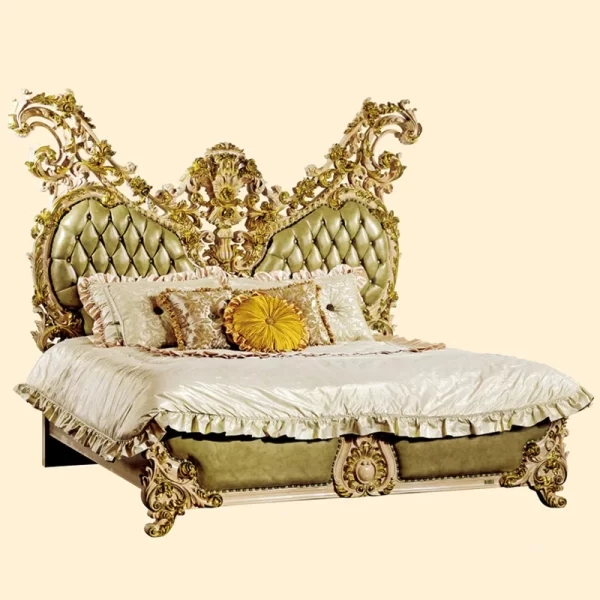 French court luxury fabric double bed large European villa solid wood bed furniture customization - Image 2