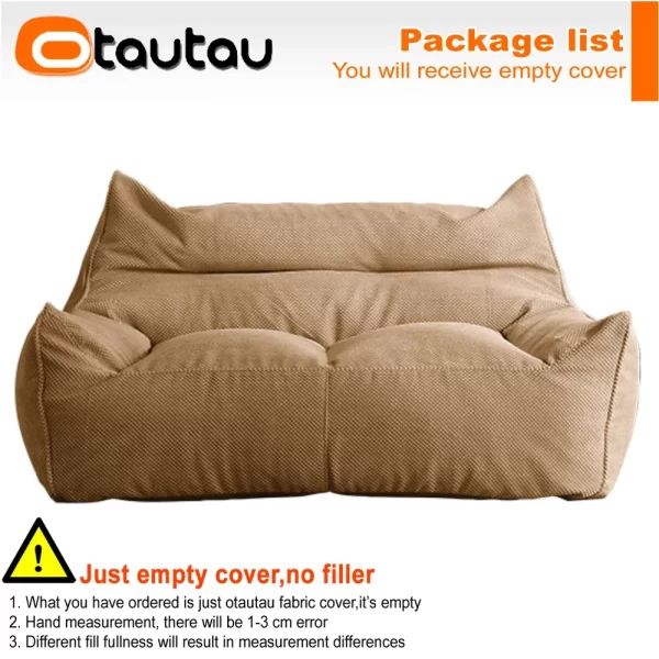 OTAUTAU Soft Waffle 1-2 Seat Bean Bag Couch Cover Set Without Filler Beanbag Armchair Lazy Sofa Bed Lounger Ottoman Stool SF182 - Image 7