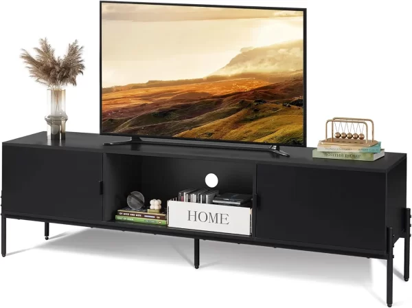 Modern TV Stand for 65 Inch TV, Mid Century Entainment Center with Storage, TV Console with Open Shelf and 2 Cabinets - Image 2