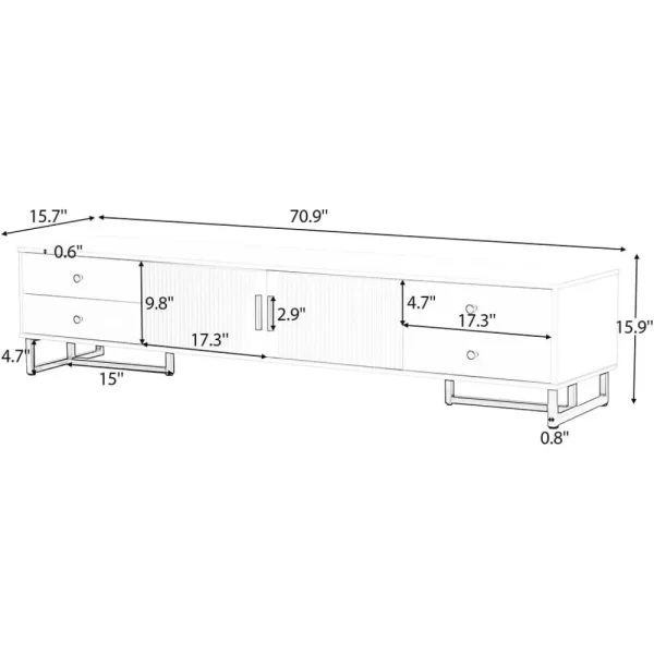 Luxury Fluted TV Stand, Modern Low Stand for TVs up to 80 Inches, Entertainment Center with Storage and 4 Drawers - Image 2