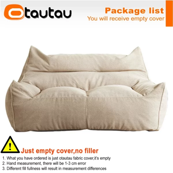 OTAUTAU Soft Waffle 1-2 Seat Bean Bag Couch Cover Set Without Filler Beanbag Armchair Lazy Sofa Bed Lounger Ottoman Stool SF182 - Image 8