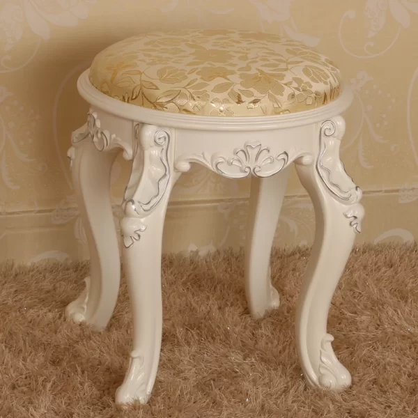 Stool European makeup  carved sofa  low  ivory white dresser European dining table stool - Image 8