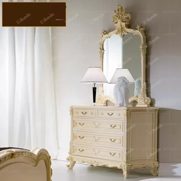 ~Italian European solid wood carved chest of drawers French classical bedroom porch cabinet - Image 2