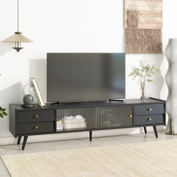 Modern design fashion TV cabinet, durable TV bracket, living room TV cabinet, large storage cabinet, media console - Image 3