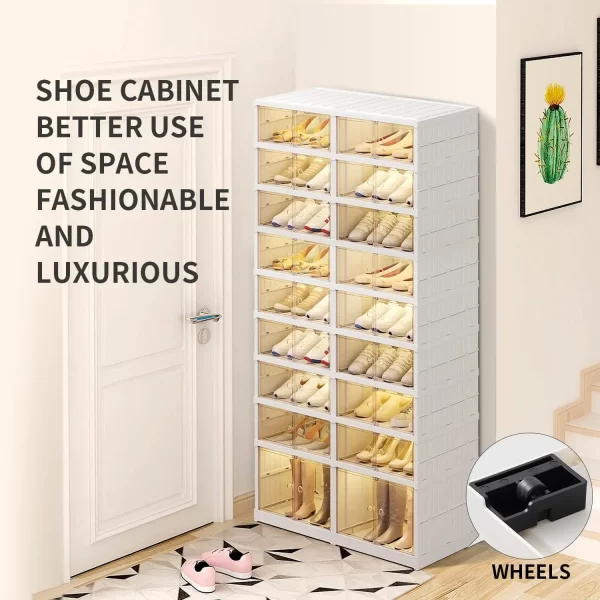 Shoe Rack Organizer for Closet  Plastic Shoe Shelf Collapsible Shoes Storage Box Clear - Image 6