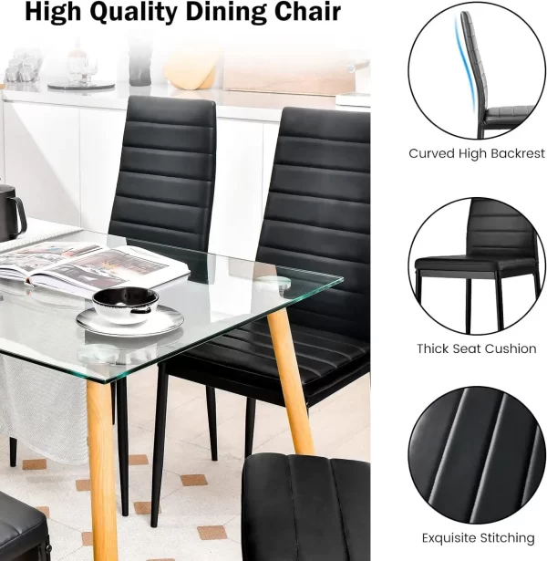 Formwell Set of 4 Upholstered Dining Chairs High backrest PU Leather Non-Slip Footpads Easy clean Metal legs for dining kitchen - Image 4