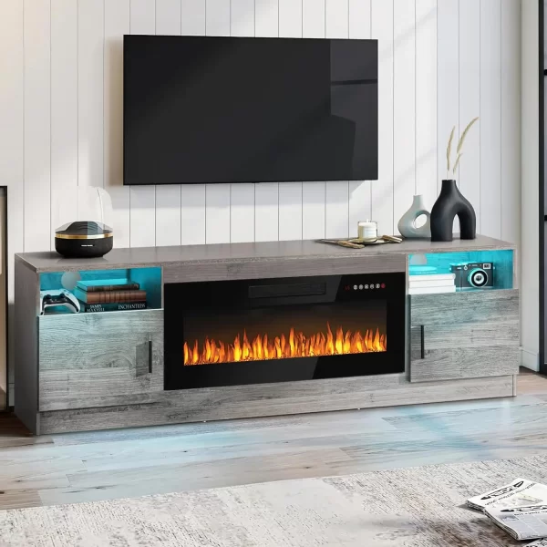 with 36" Electric Fireplace,Entertainment Center with Fireplace,TV Stand with Fireplace LED Light - Image 8