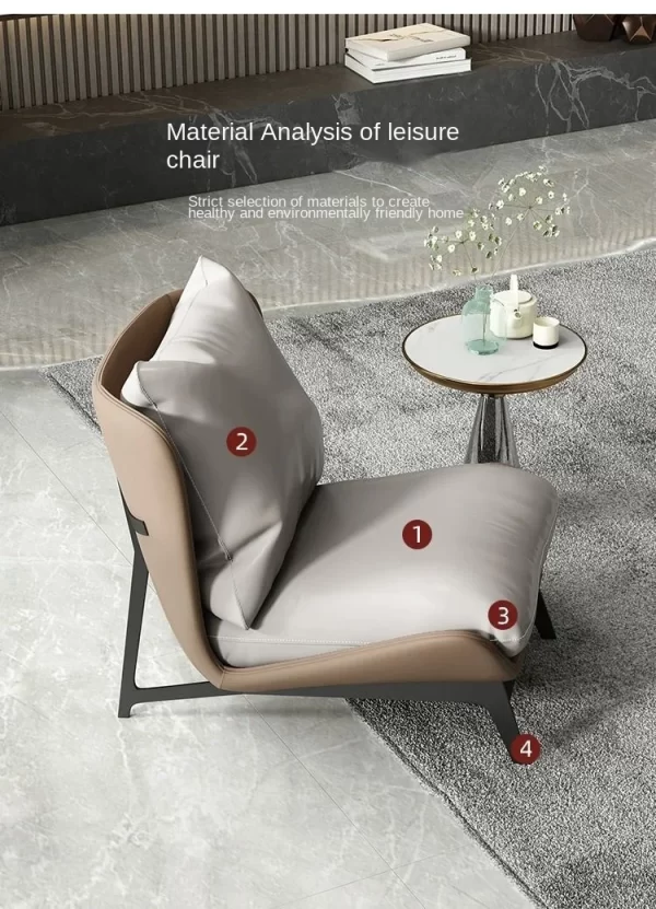 Nordic Single Sofa Chair Sofa Modern Minimalist Design Art Balcony Leisure Light Luxury Latex Internet Celebrity Style Lazy Sofa - Image 17