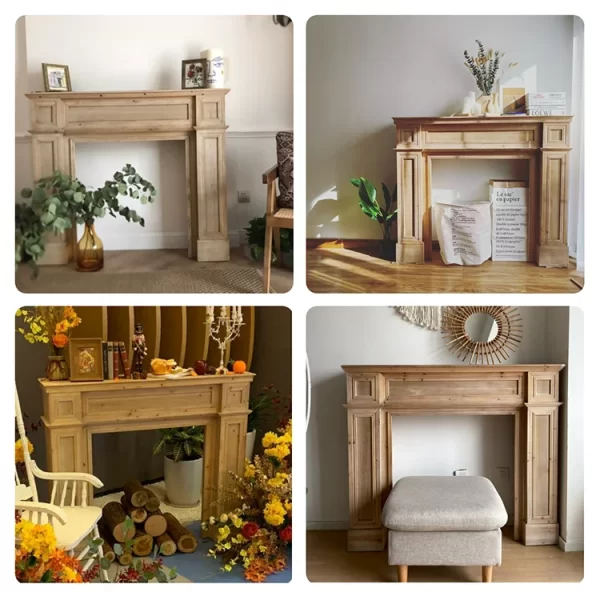 American solid wood fireplace decorative cabinet B & B retro French European fireplace rack - Image 13