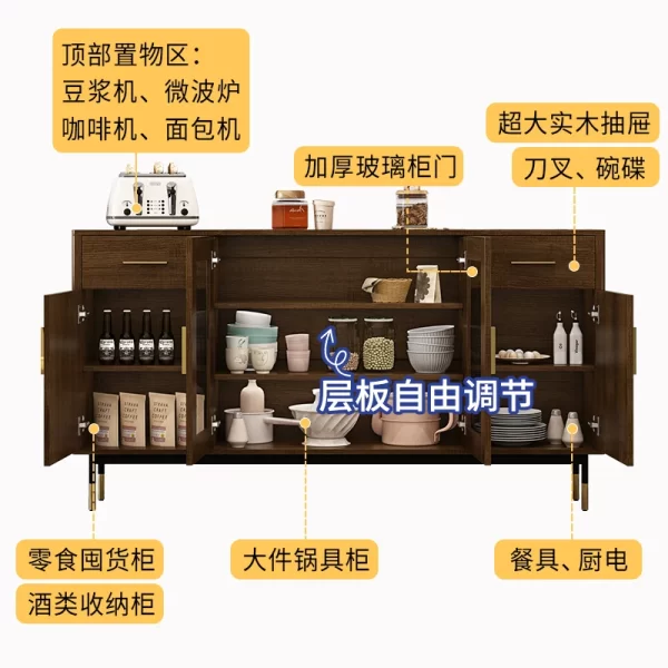 XL Tea Side Cabinet Kitchen Locker Living Room Cabinet against the Wall Burlywood Side Cabinet - Image 4