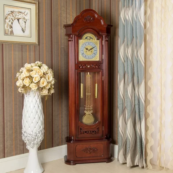 Floor clock, solid wood vertical pendulum clock, retro simple European style, modern new Chinese style living room machinery - Image 7