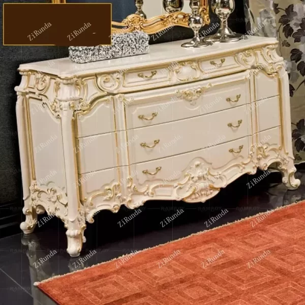 ~Italian European solid wood carved chest of drawers French classical bedroom porch cabinet - Image 4