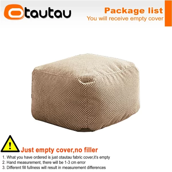 OTAUTAU Soft Waffle 1-2 Seat Bean Bag Couch Cover Set Without Filler Beanbag Armchair Lazy Sofa Bed Lounger Ottoman Stool SF182 - Image 12