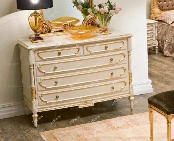 ~Italian European solid wood carved chest of drawers French classical bedroom porch cabinet - Image 5