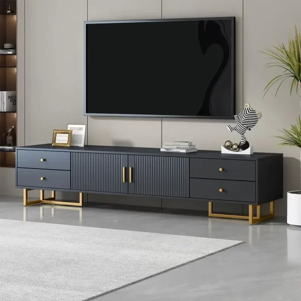 Luxury Fluted TV Stand, Modern Low Stand for TVs up to 80 Inches, Entertainment Center with Storage and 4 Drawers - Image 7